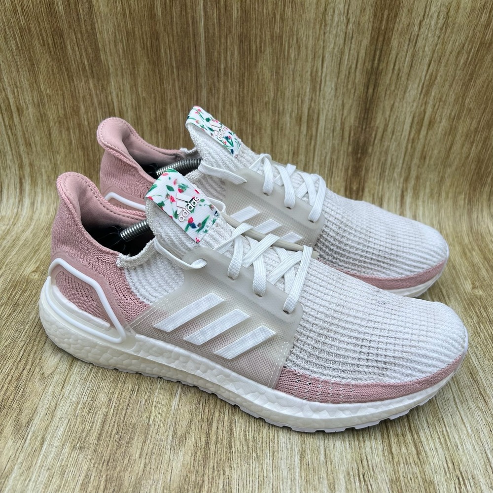 Adidas Ultraboost 19 Running Shoes Womens Size 9 White Pink Spirit Floral EH0976